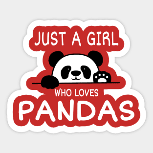 Just a Girl Pandas Desing Sticker